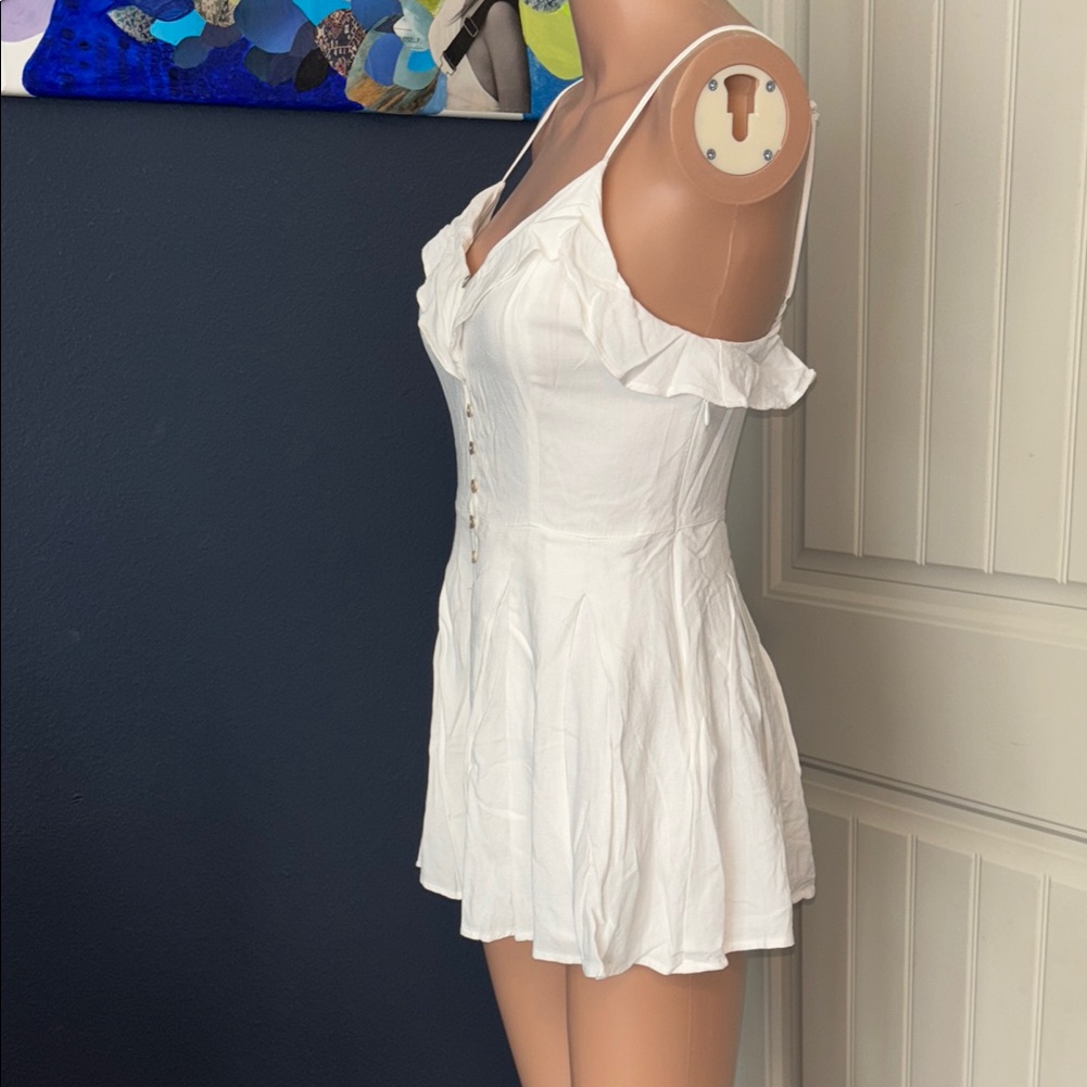 Forever 21 White Button-Front Romper